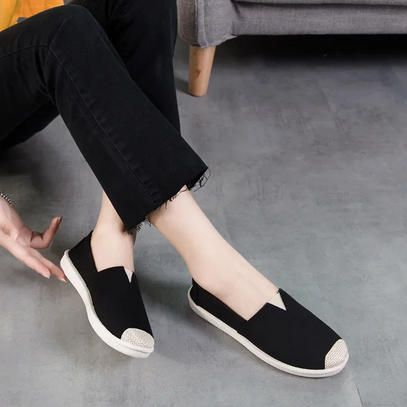 Women Casual Canvas Shoes Light Sneakers Women New Flat Single Shoes Soft Single Fisherman Loafers Slip on Shoes Chaussure Femme