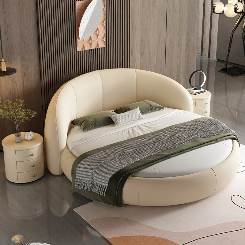 

Bedroom Queen King Size Frame Double Bases Beds Luxury Round Twin Wedding Bed 200x200cm Cama Living Room Bedroom Furniture
