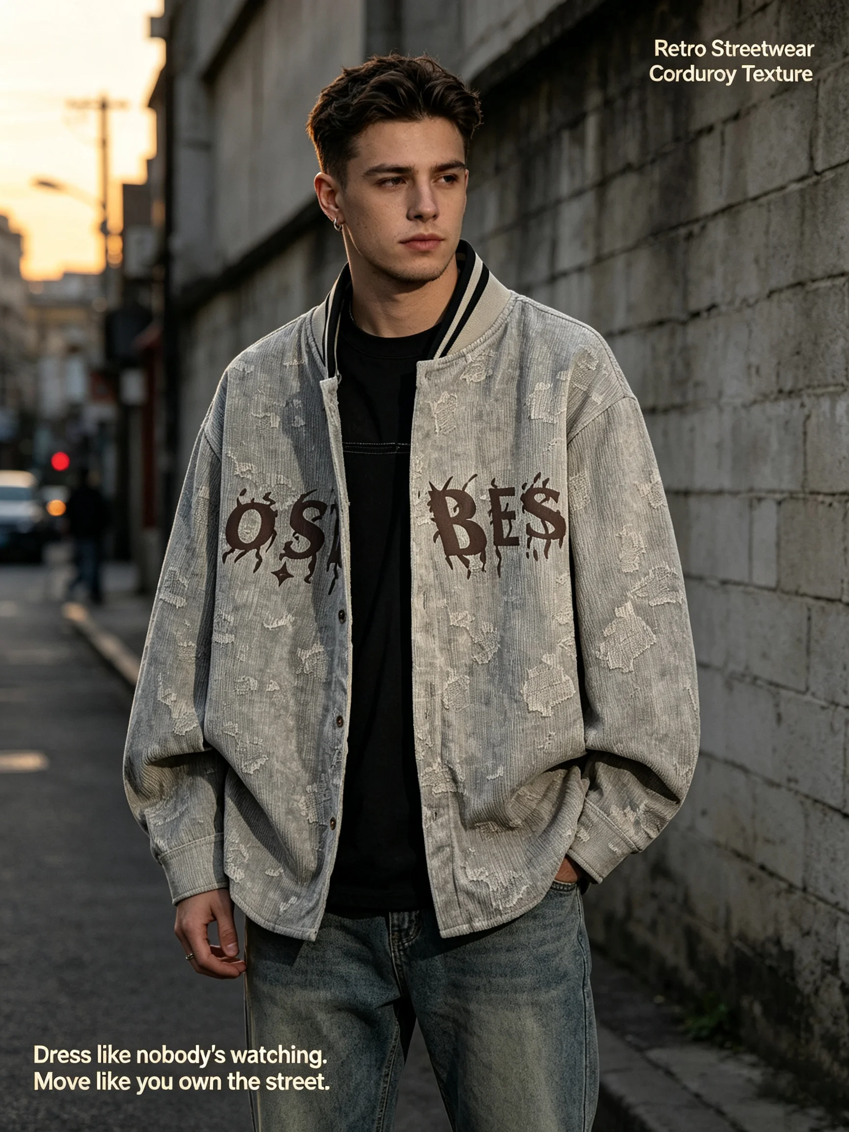 Varsity Jacket Letterman - Мужская винтажная жаккардовая бейсбольная куртка с