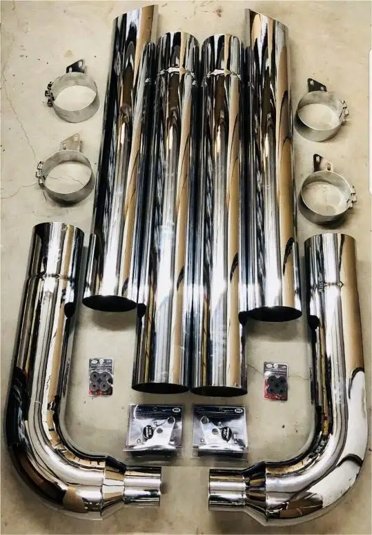 Heavy Duty Truck Chrome 6 Inch 7 Inch 8 Inch Miter Top Exhaust Stack Kits For Peterbilt 359 379 389