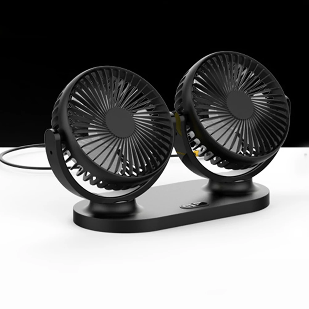 

Double-headed Car USB Fan All-Round Portable Car Vehicle Truck Air Fan Adjustable Cooler Cooling(Black)
