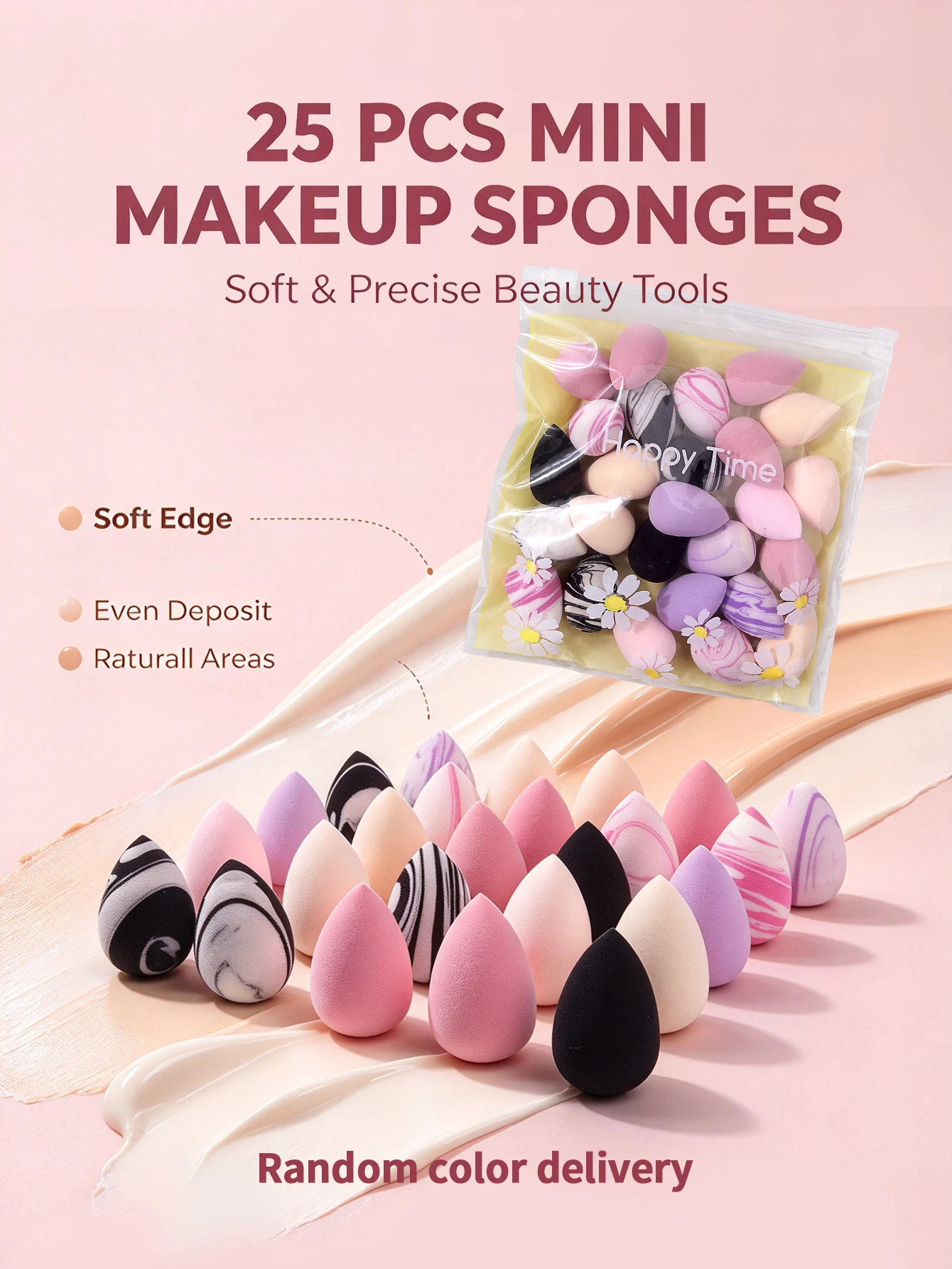 25Pcs Mini Makeup Sponges, Soft Makeup Sponge for Foundation Concealer Cream Blush, Multi-Use Makeup Applicators, Random Color