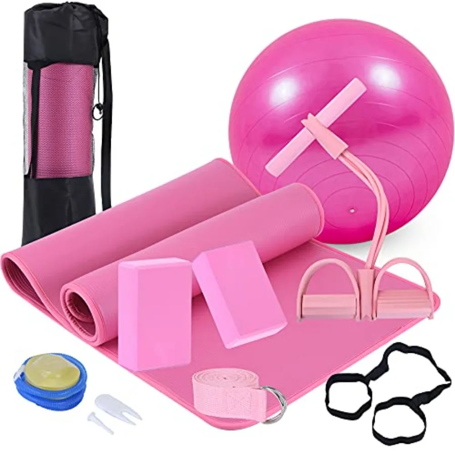 Yoga Yoga Mat Set for Beginners: Non-Slip PVC Mat with Carrying Strap, Eco-Friendly Foam Blocks 2 Pack, Cotton Yoga Strap, 55cm Exer - Aliexpress Deal