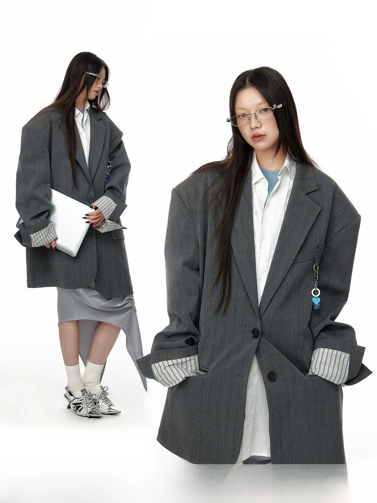 

Пальто JIKOO Original Design: Свободный крой, модное, повседневное, теплое, с длинными рукавами, средней длины, для женщин