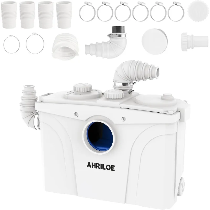 

900W Macerator Pump, Macerating Toilet System with 2 Outlets/5 Inlets, Sewage Pump for Basement, Sink, Toilet, Laundry, Kitchen