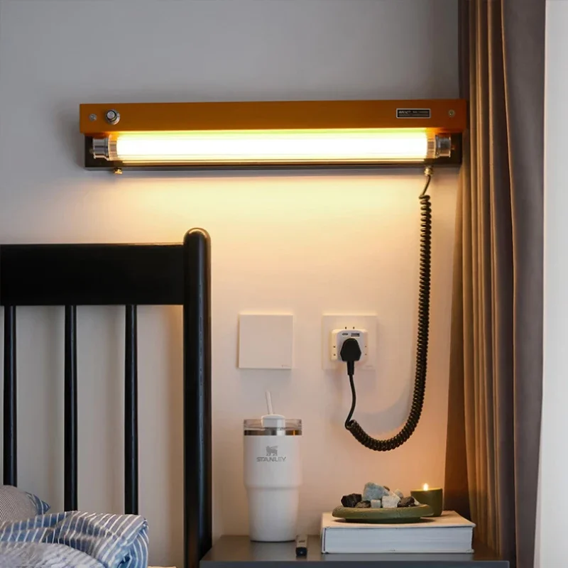 

2025 Art Design LED Wall Lamp Switch Dimming New Style Orange Black Metal Clear Acrylic Tube Sconce For Bedroom Parlor Shop