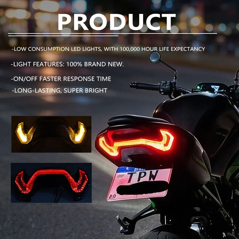 Luz Trasera LED para Motocicleta Z900, para Kawasaki Z900 Z 900 SE 2025 2026, Luz de Freno Trasera Integrada con Intermitentes