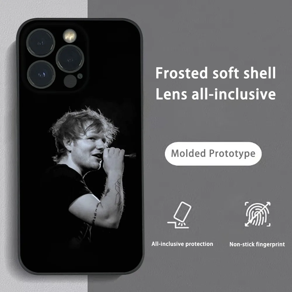 E-Ed Sheeran U-K Singer Phone Case For iPhone 15 14 13 12 11 Pro Xs Max Mini XR X 7 8 Plus Black Frosted Soft Shell Funda