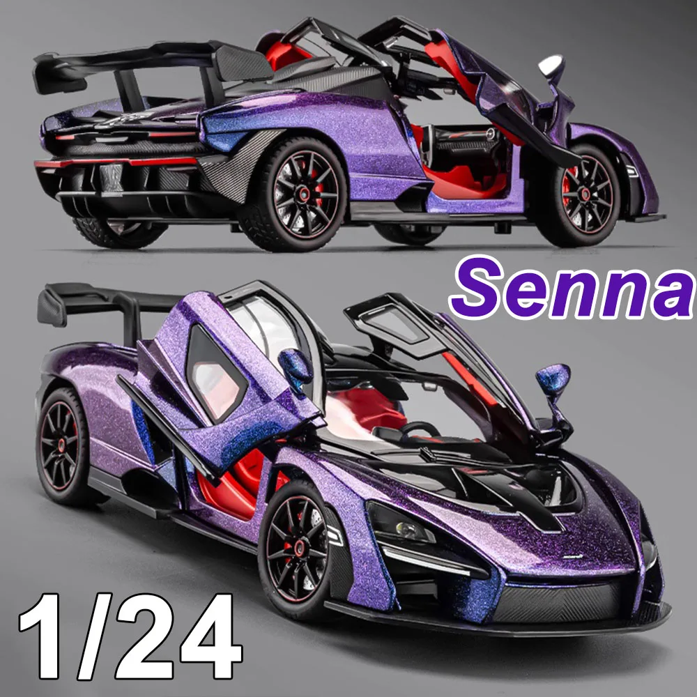 1:24 Senna 720s Miniature in lega Supercar Modello Giocattoli Diecast Vehice Suono Luce 4 porte aperte Tirare indietro Giocattolo per il regalo dei bambini