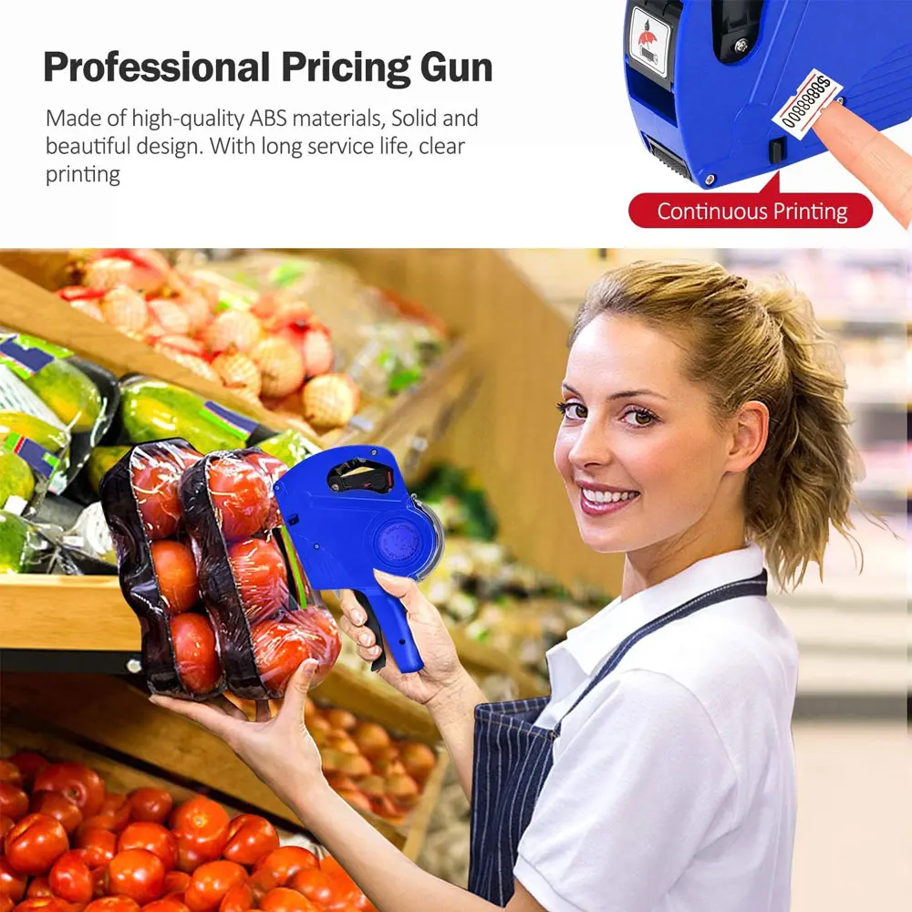 

MX-5500 Комплект 8-значных центровочных этикеток с 5000 наклейками на этикетки и 1 чернилами, цифровой пистолет для этикеток для розничного магазина, продуктового магазина