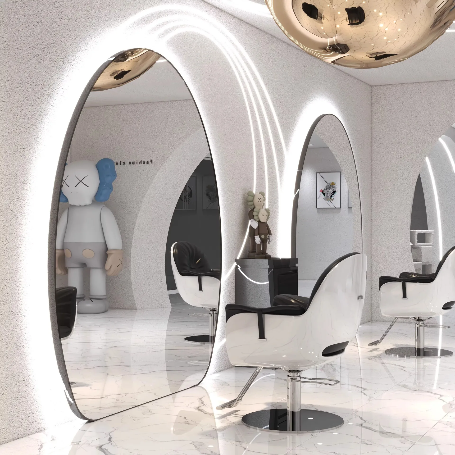 #High-end Internet celebrity barbershop hair salon special full-length single-sided, double-sided illuminated oval