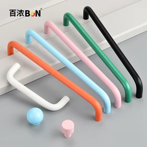 Nắm tay tủ quần áo nhỏ đầy màu sắc, cổ tay tủ trẻ em, hướng dẫn màu cam, hồng, đỏ, xanh, đen, trắng 7 Tay cầm cửa trắng bán hàng chính - №3