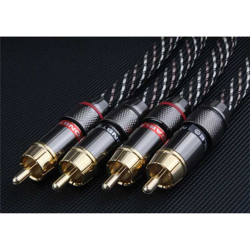 B24B كابل الصوت 2RCA ذكر إلى 2RCA موصل للمسرح المنزلي DVD مكبر للصوت التلفزيون فيديو الحبل المتكلم إشارة كابل #3