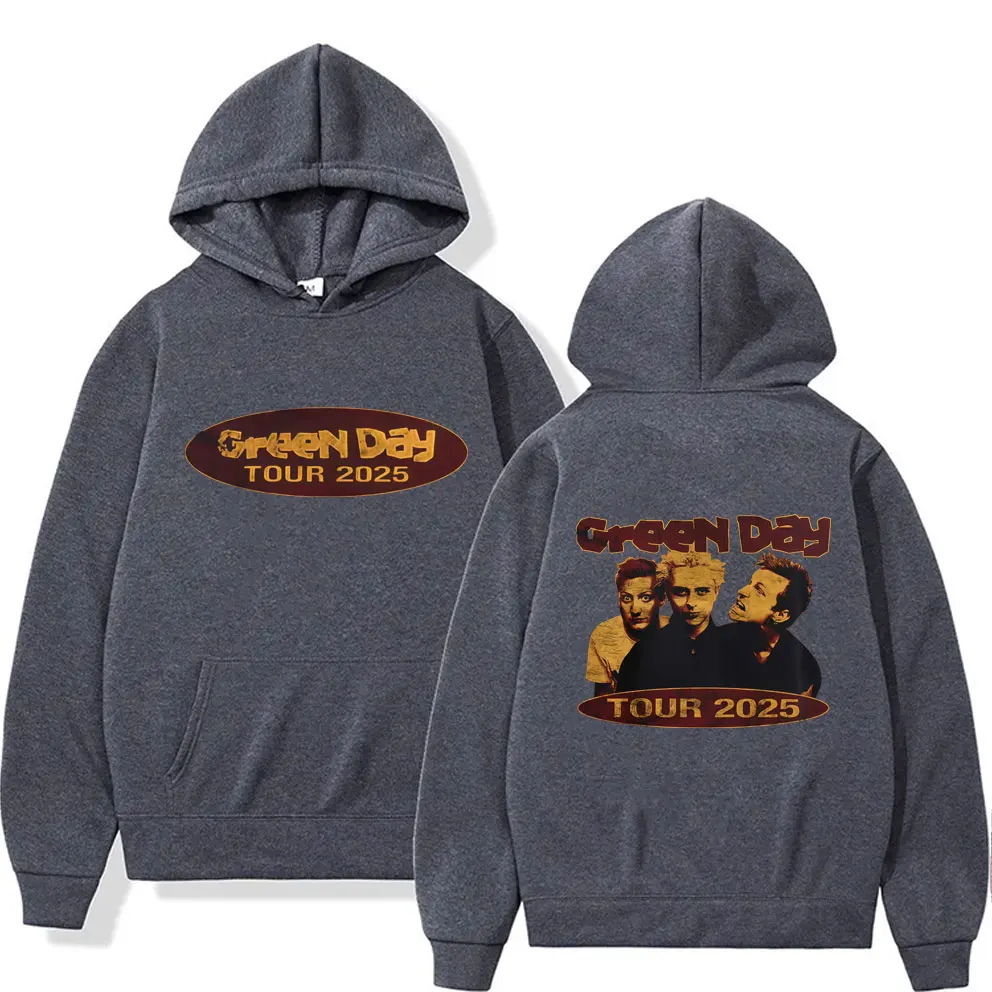 Punk Band Green Day Tour 2025 Hoodie Men Women Gothic Rock Oversized Hoodies Male Vintage Casual Fleece Cotton Hooded Tracksuit