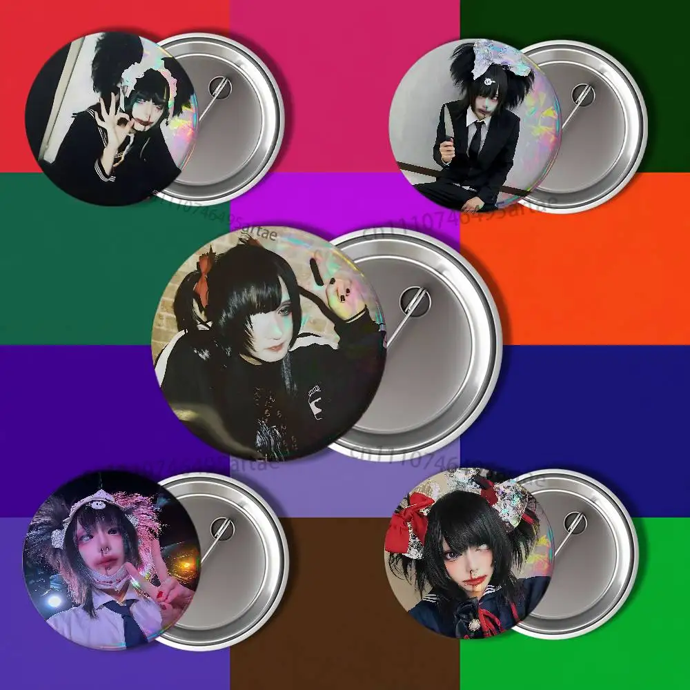 S-Senketsuakochan Laser Film Badges25 32 44 58 75mm Round Cosplay Pin Bag Decor Fans Collect Friends Gifts Brooch Souvenir