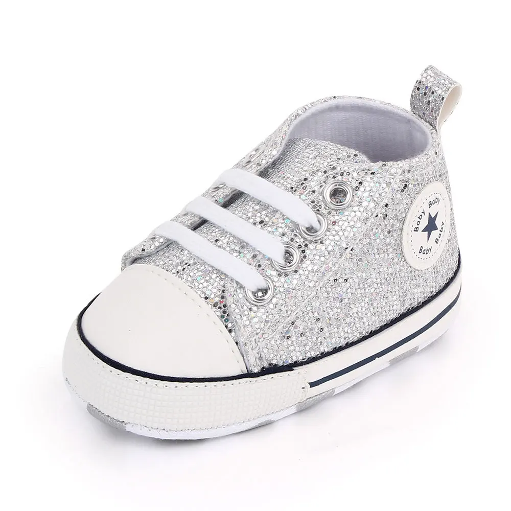 2024 Sneakers neonato in tela con paillettes Casual neonati maschi ragazze bambino Multi-colore suola morbida scarpe da passeggio antiscivolo