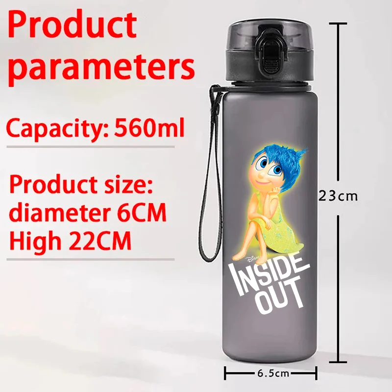 Inside Out 560ML Large Capacity 4 Color Children Water Cup Portable Plastic Outdoor Sports Aldults Drinking Water Bottle Anime