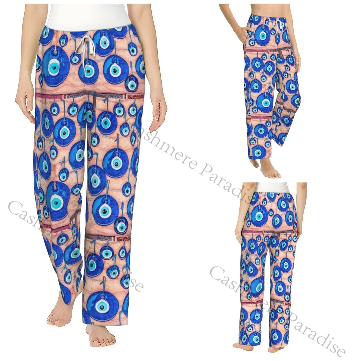 

Evil Eye Turkish Flannel Pajama Pants for Women Soft Warm Sleep Pants with Elastic Waistband
