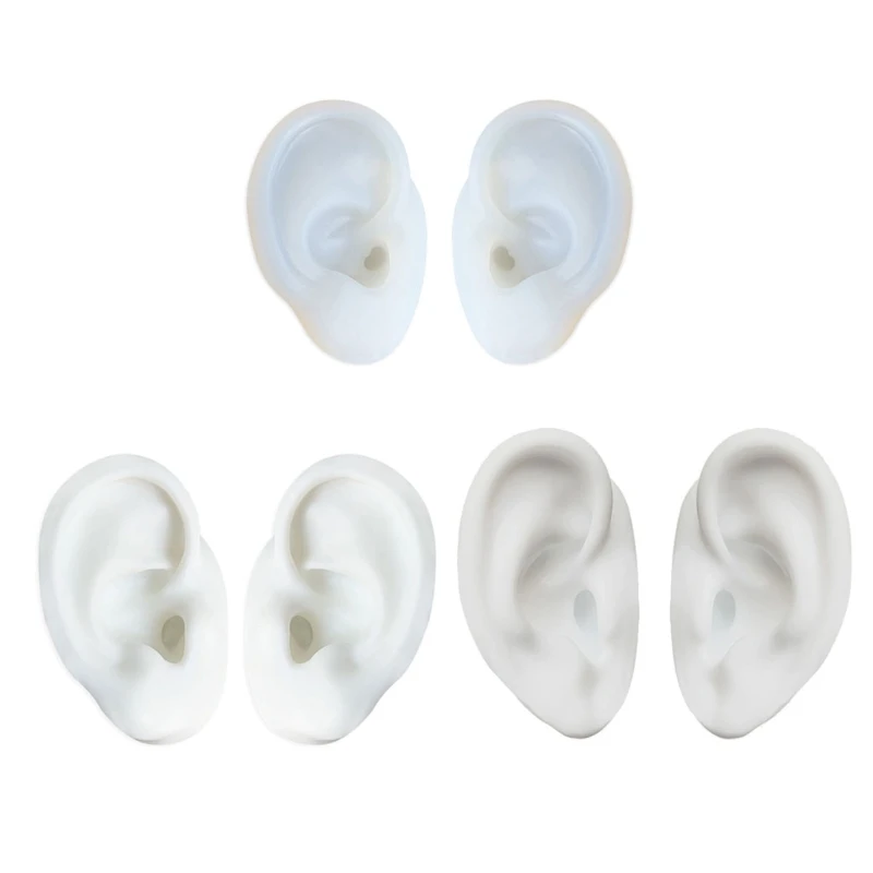 Silicone Simulation Human Ear Model Puncture and Perforation Practice Teaching Display Props Ear Studs Display Stand