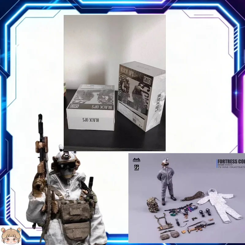 

HASUKI SA03 1/12 Scale Black Action Series Snow Mountain Ghost Male Soldier Action Figure Model Full Set for Collectible Toys