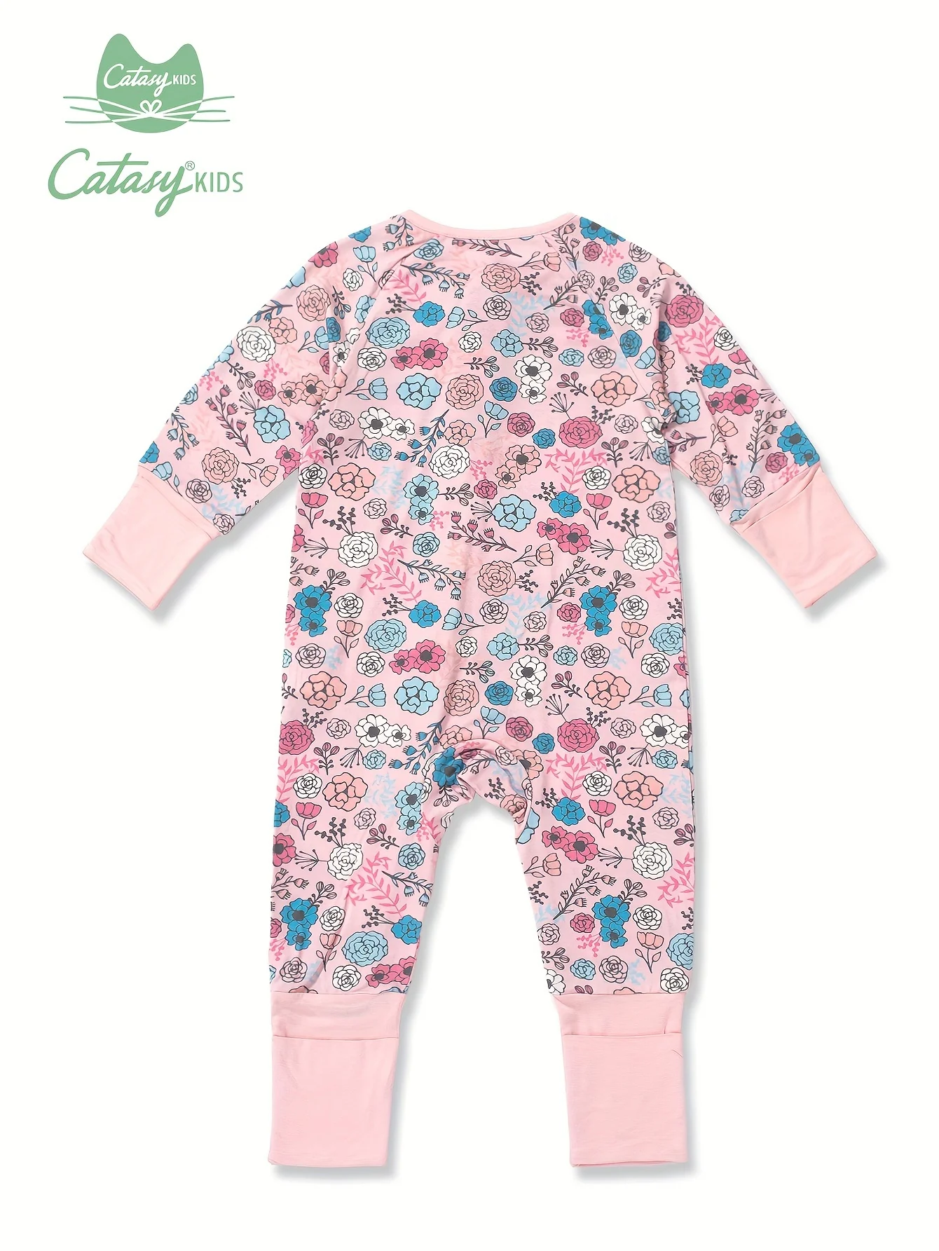 Baby Girls Comfy & Cozy Romper, Soft & Stretchy Floral Pattern Long Sleeve One-piece Bodysuit, Casual Style