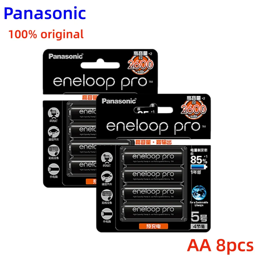 100% originele Panasonic Eneloop Pro AA 2500mAh 1,2V NI-MH voorgeladen oplaadbare batterijen, hoge capaciteit voor cameraflitser speelgoed
