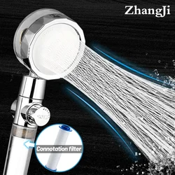 ZhangJi Neue Propeller Angetrieben Dusche Kopf mit Stop Taste und Baumwolle Filter Turbolader Hochdruck Handheld Dusche Düse