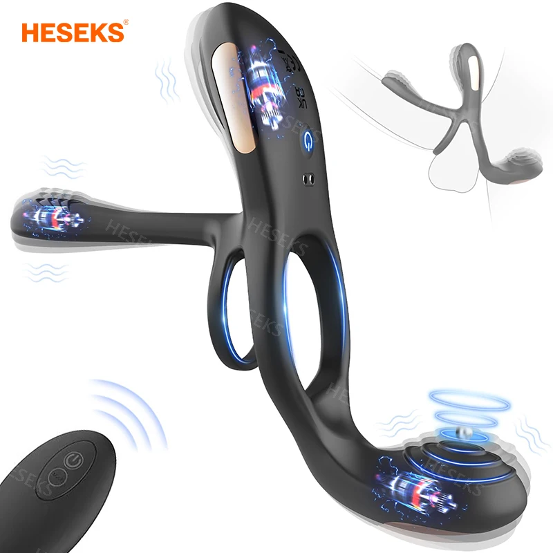 

HESEKS 4 in 1 Vibrating Cock Ring Clitoral Stimulator Ejaculation Delay Penis Extender Enlargement Penis Ring Sex Toys for Men