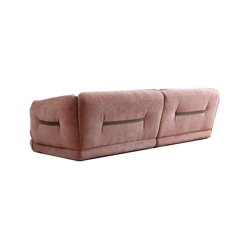 

French simple pink petal sofa, fabric straight row living room apartment small apartment Internet celebrity cream sofa