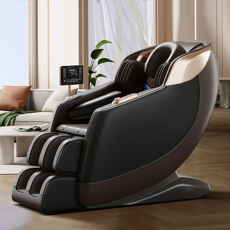 كرسي أريكة تدليك عالي الجودة أسود ثلاثي الأبعاد بدون جاذبية يخف من تعب الجسم بسرعة مع تقنية ضغط الهواء