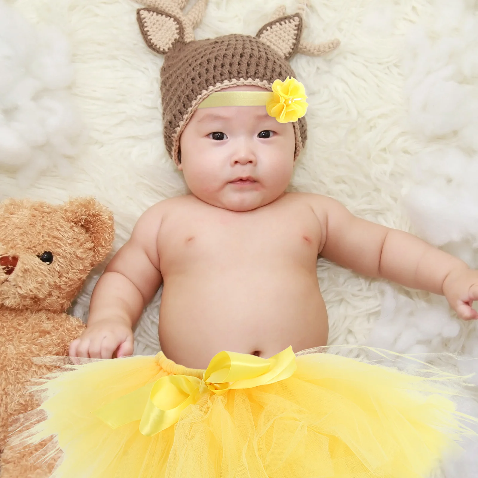 

Тюлевая юбка, детская пачка, реквизит для фотосессии новорожденных, желтая повязка на голову, легкое дышащее платье для девочек, мягкие удобные эластичные юбки для младенцев