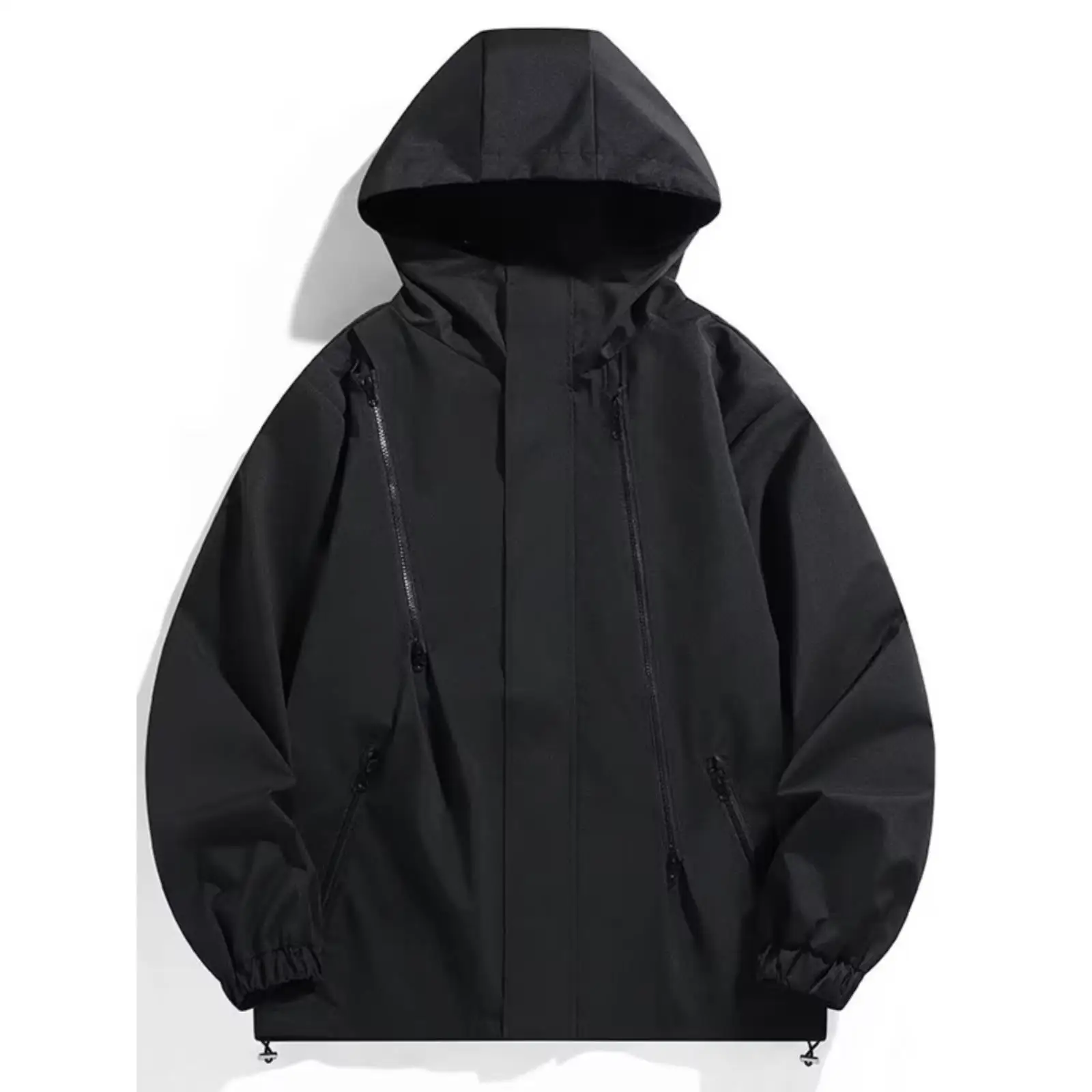 Outdoor Three-in-One Men's Spring Autumn Jacket Waterproof Thin Hooded Coat American Black Mountain Suit Polyester Fiber