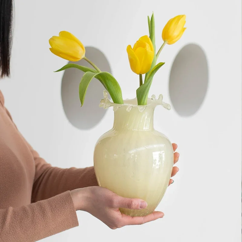 DSA vase glass jade living room flower arrangement ornament medieval flower ware