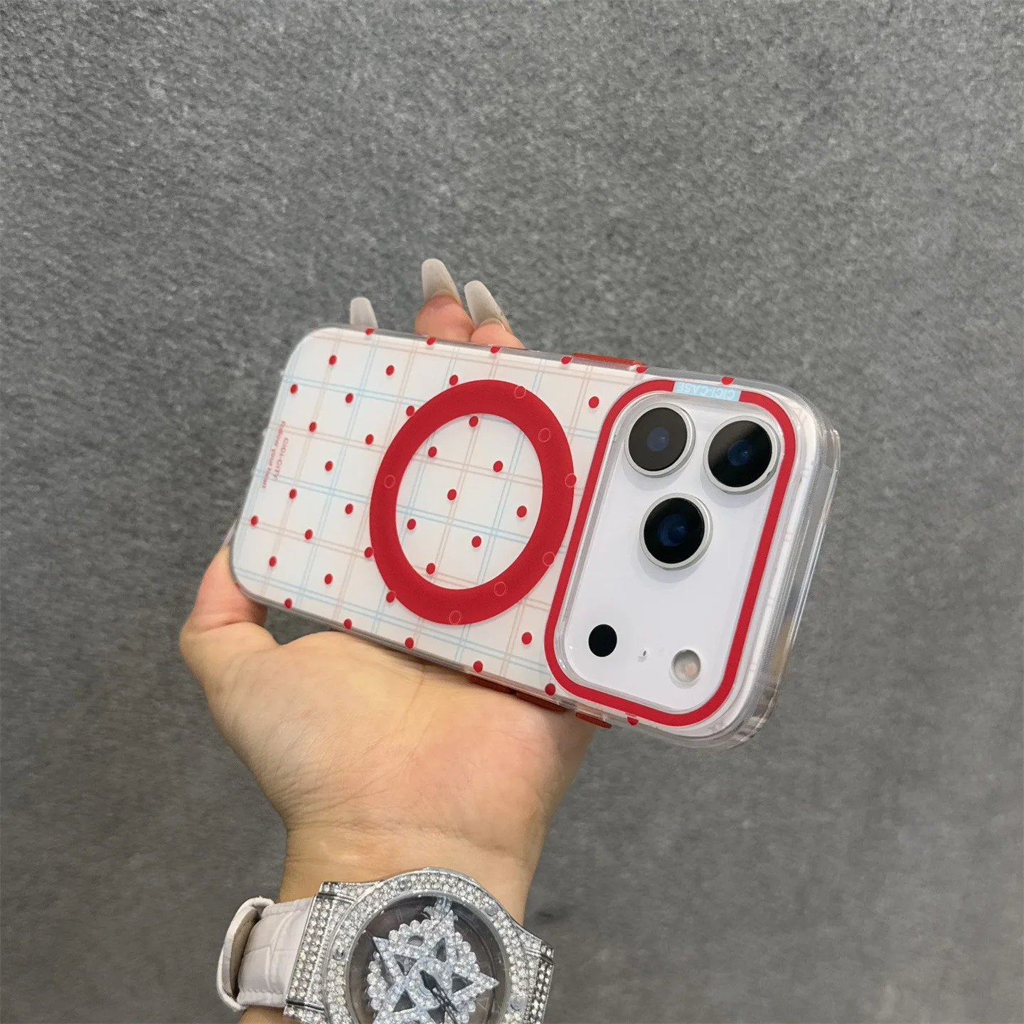 Casing INS Polka Dot 17 Pro Max Magnetic Fresh Grid Cover untuk iPhone 17 16 15 Pro Max 14 13 Magsafe Wireless Charging 17 Air Cases