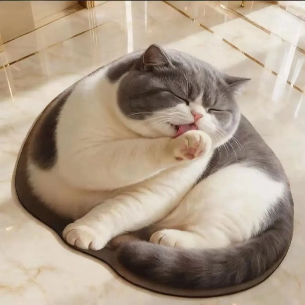 Absorbent 3D Cat Print Doormat Lifelike Non Slip Bedroom Floor Mat Diatomite Quick Dry Animal Bathroom Rug Entryway Decor