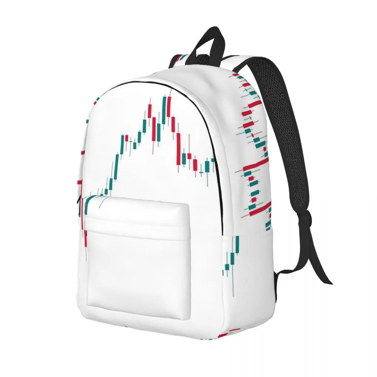 Candlestick Stock Market Graphic Student Backpack School Bag Hiking Travel Daypack for Boys Girls Fashion Bookbag Shoulder Bags