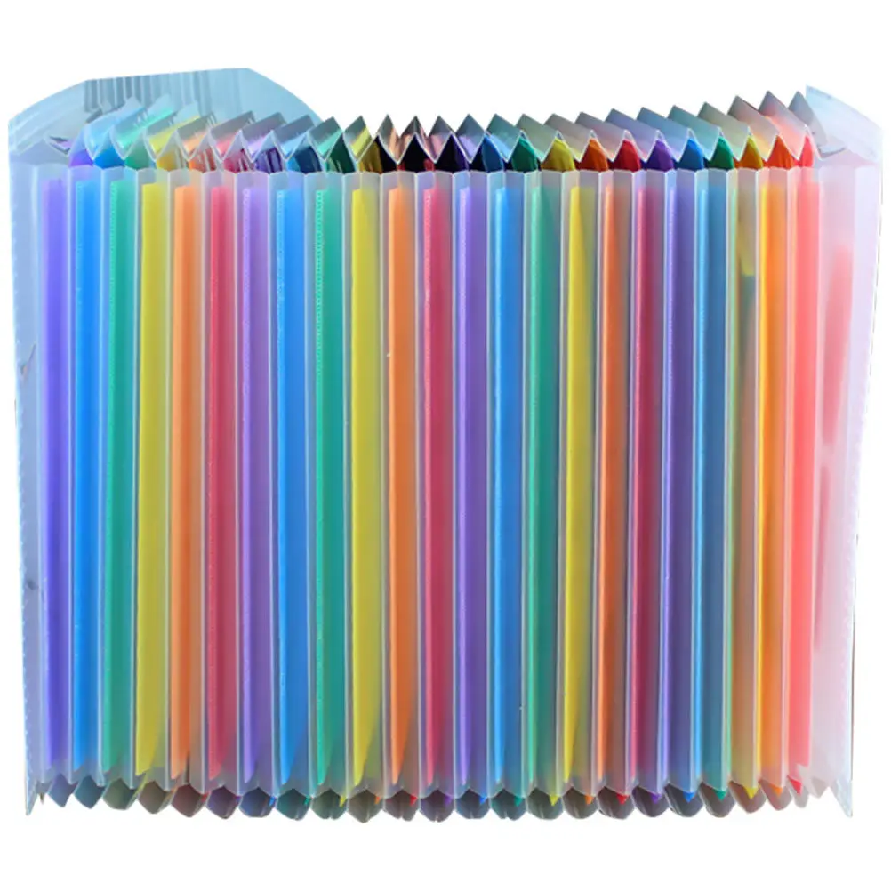 24 Pockets Rainbow Transparent Accordion File Folder A4 Letter Size Office Document Organizer with Buckle Closure for Students