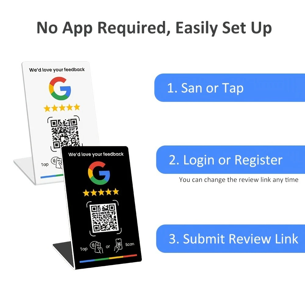 Google Merchant evaluation showcase | NFC one-touch evaluation and dynamic QR code | Easy to set up evaluation link management