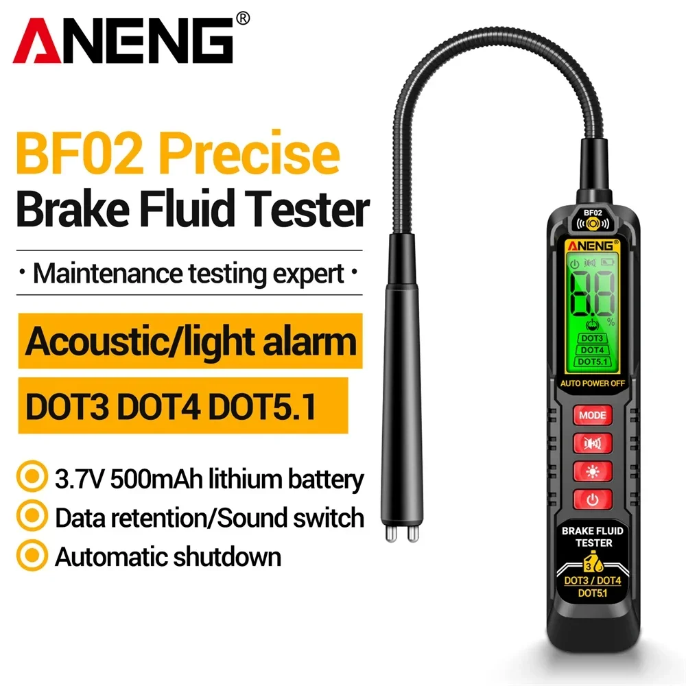 

Brake Fluid Liquid Tester Auto Oil Testing ANENG BF02 Brake Analyze Quality Moisture Check for DOT3/4/5.1 Car Diagnostics Tools