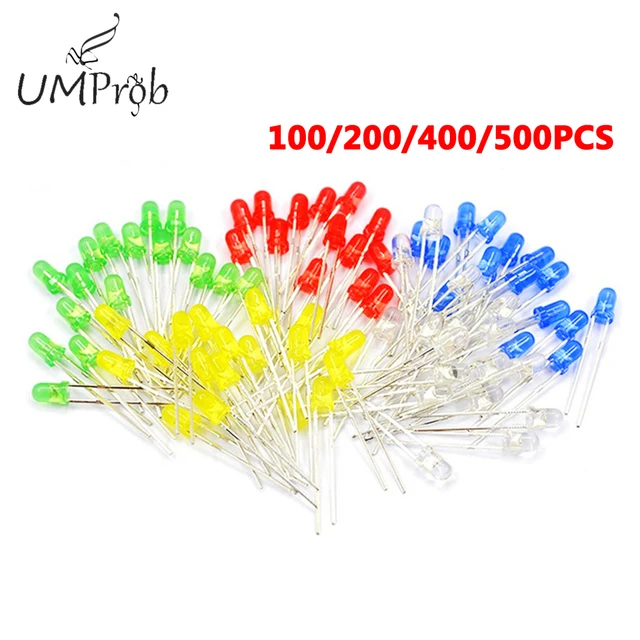 3MM 5MM Diody LED Czerwony Zielony Żółty Niebieski Biały 3V 5V Światło LED Element elektroniczny 5 Kolor Mieszanie Zestaw Diy