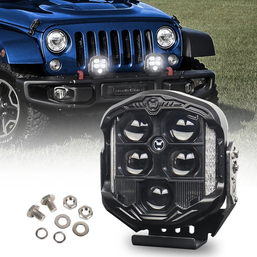 

7 inch LED Off Road Light with Spot Flood Combo Beam White Side Shooter LED Light 10800LM Spotlight for Jeep