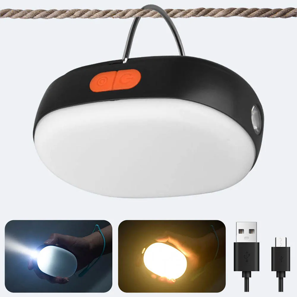 Usb Rechargeable Camping Strong Light with Hook Portable Torch Tent Led Work Maintenance Lighting Built-In 4000Ma Battery