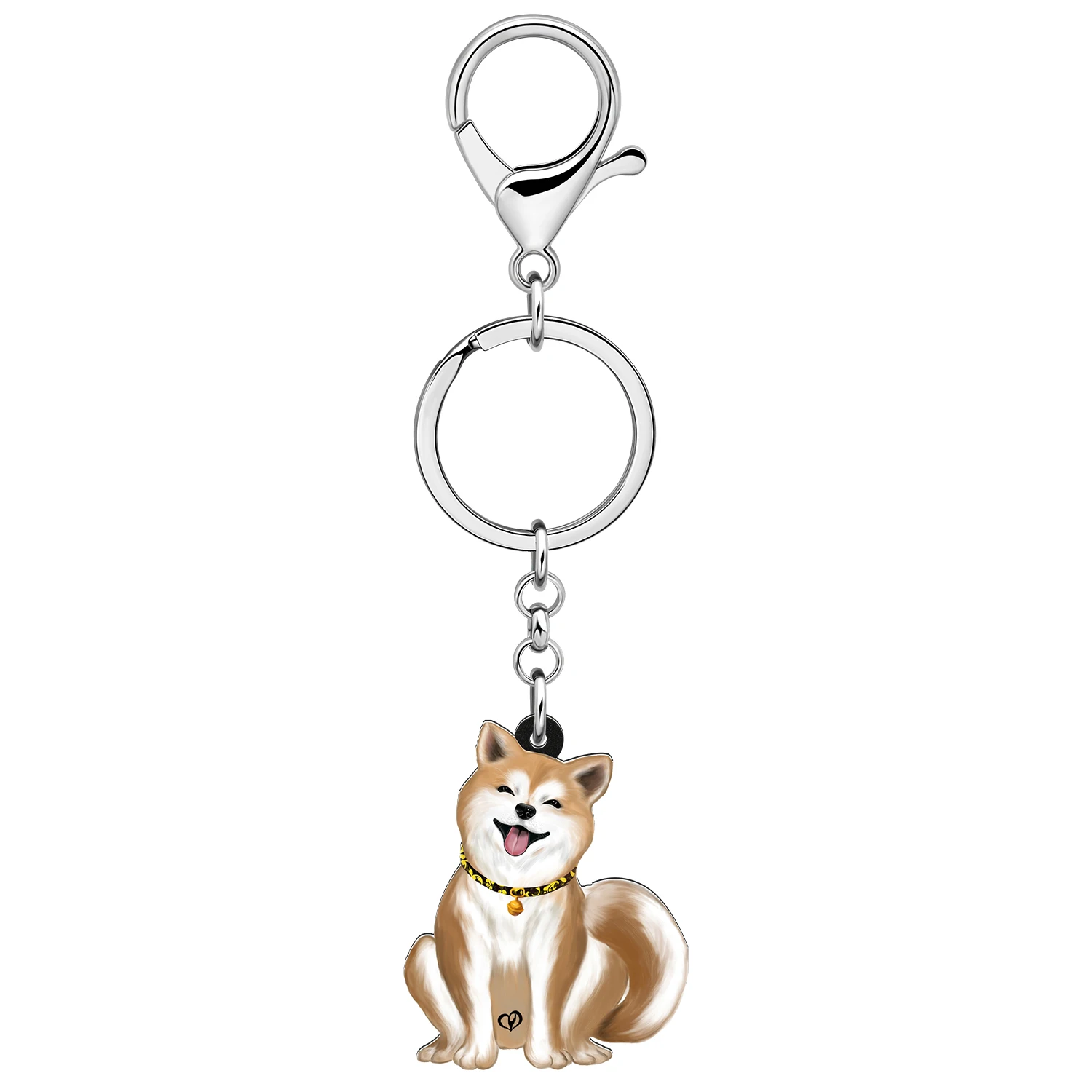 BONSNY Acrylic Sitting Japanese Akita Dog Puppy Key Chains Backpack Purse Key Ring For Women Kid Pets Gifts Accessories