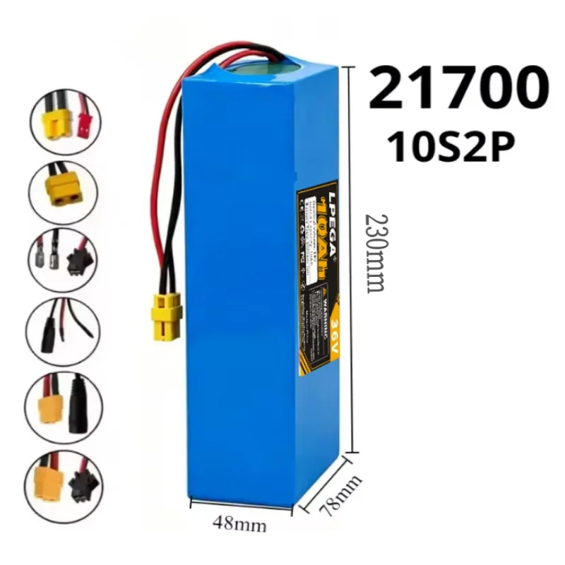 10S2P 21700 5C power lithium battery pack 36V 100% 10.0Ah rechargeable 500W for electric scooters, bicycles, motorcycles