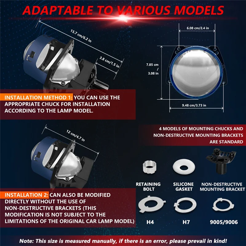 

High Quality 3 Inch LED Light Bulbs White 6000K Car Projector Lens HID Bi-Xenon High Low Fog Lights H4 H7 9005 9006 9-16V