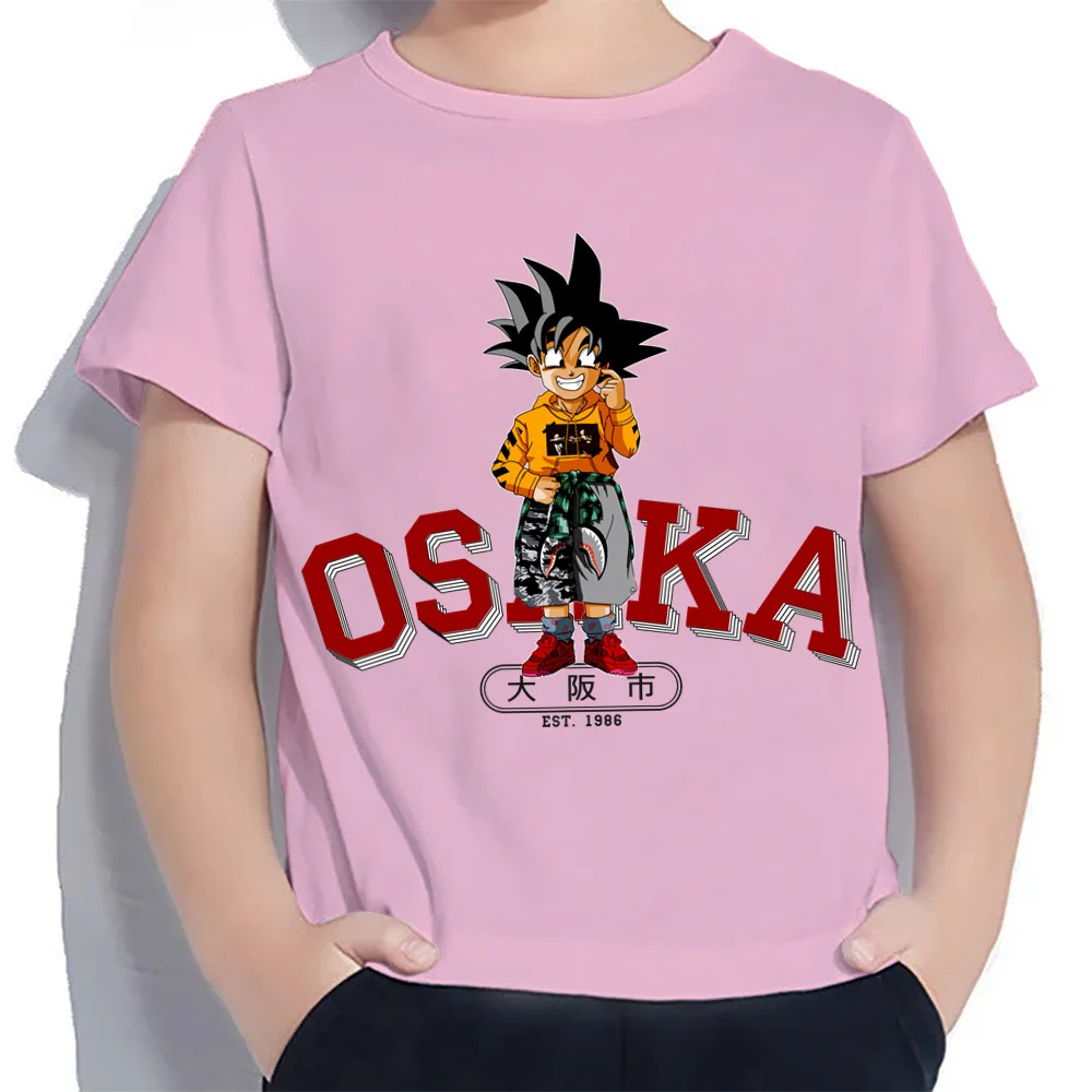 Dragon Ball Goku Vegeta Koszulka dziecięca z krótkim rękawem Urocza koszulka dla chłopca Topy 2024 Odzież dziecięca Moda High Street Boys