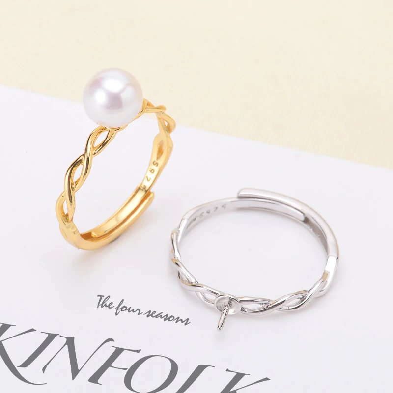 

S925 стерлингового серебра DIY жемчужное кольцо установка простой стиль держатель для колец на палец женский инструмент для изготовления ювелирных изделий