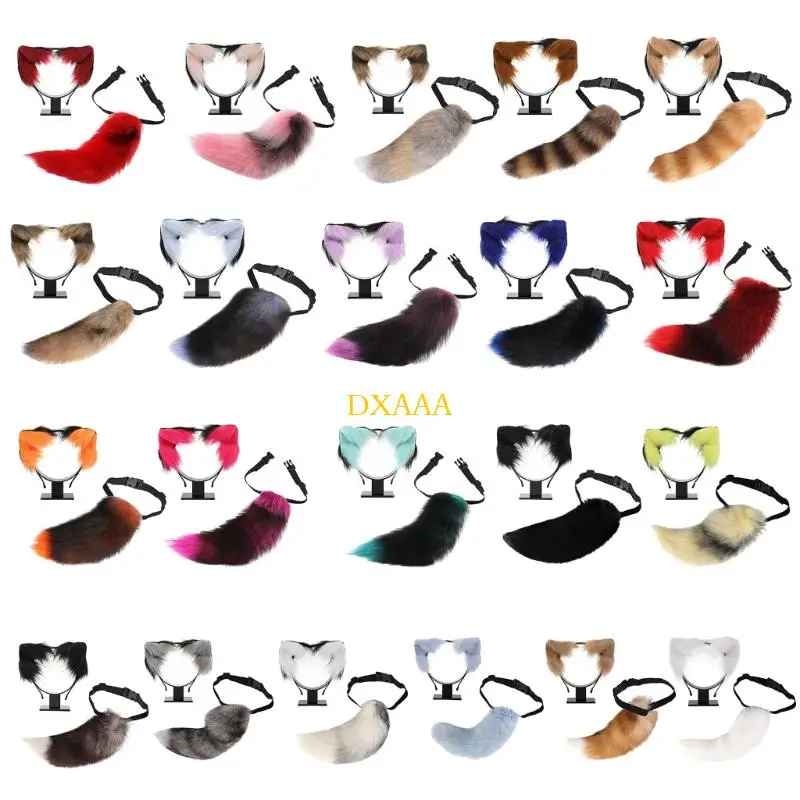 

DXAA Halloween Cosplay Accessories Animal Tail Costume and Furry Ear Headband Set