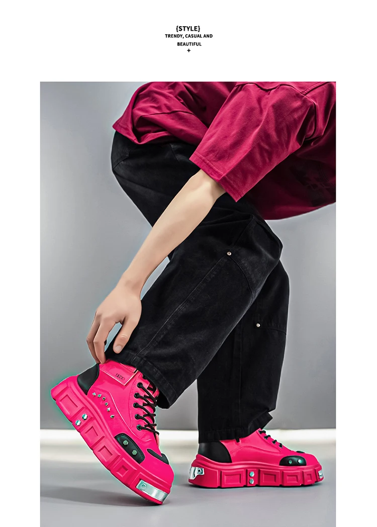 Modische Herren-High-Top-Stiefel, dicke Sohle zur Erhöhung der Körpergröße, vielseitige Freizeitschuhe – Detail 13