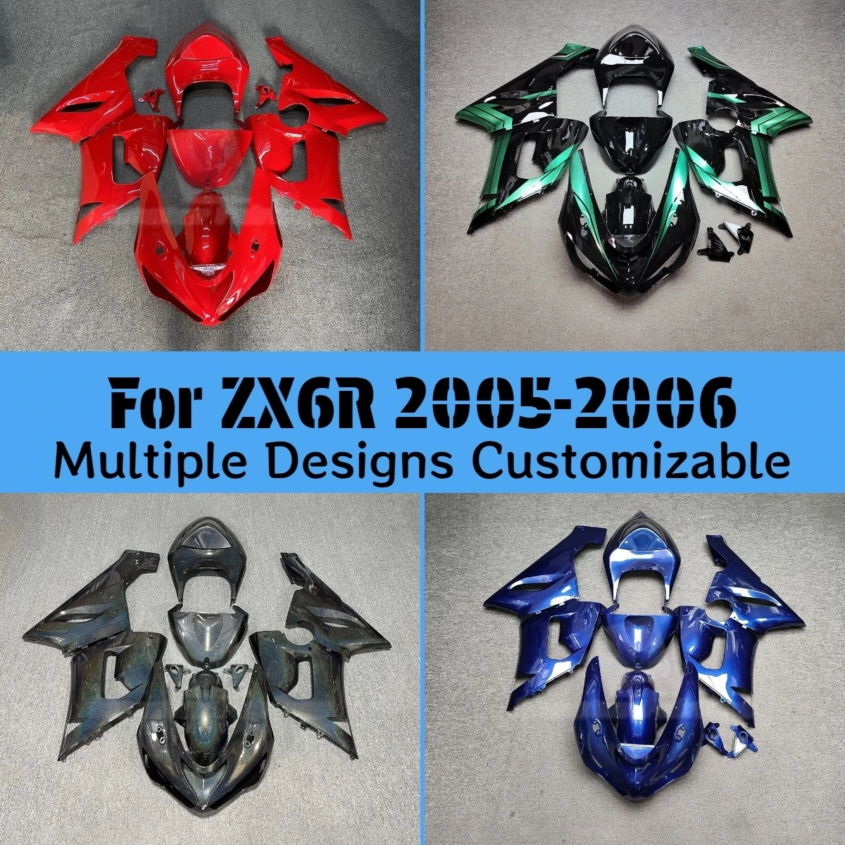 ZX 6R 2005 2006 Plastic Fairings for Kawasaki ZX6R 05 06 Motorcycle Customized Fairing Kit
